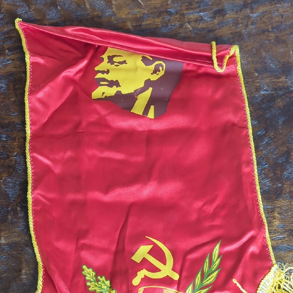 Red Banner with Lenin and Hammer & Sickle